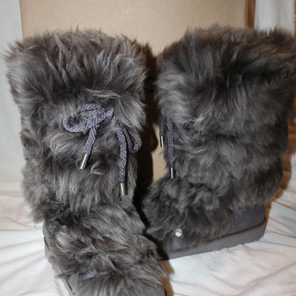 NIB‎ UGG THUNDER CLOUD WOMEN'S TALL POSH FUR SUEDE BOOTS 6 7 8 9 - Picture 2 of 9